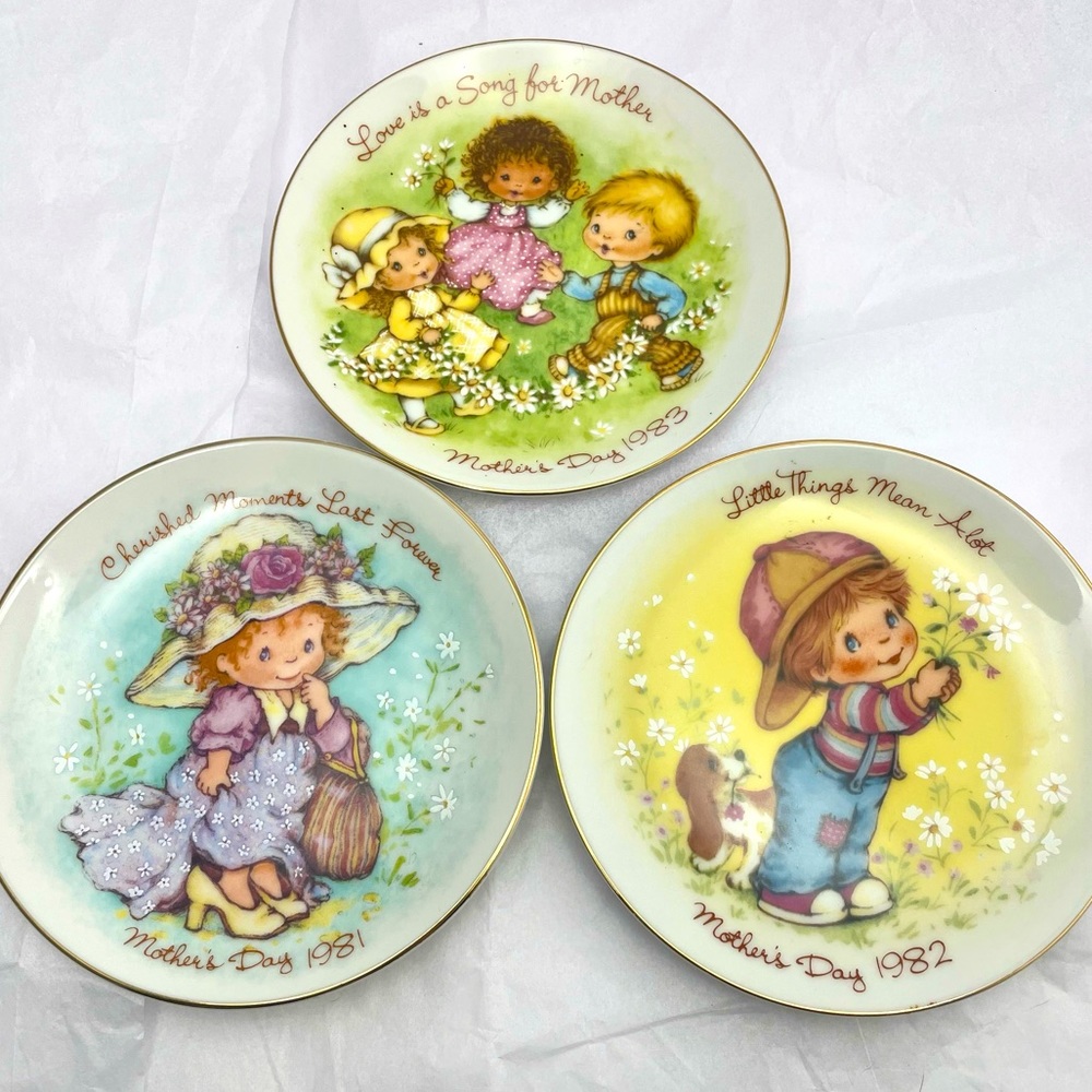 🌸 Avon Precious Moments Mother’s Day Vintage Mini Plates circa 1981-1983